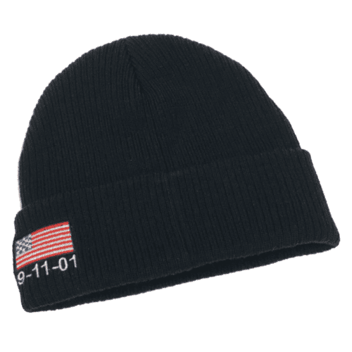 FDNY KNIT HAT WITH EMBROIDERED AMERICAN FLAG